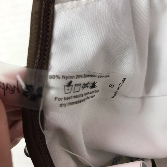 NWT Hapari Bora Bora Ruffle Swim Bikini Top Women Size S Blue Brown - Picture 7 of 11